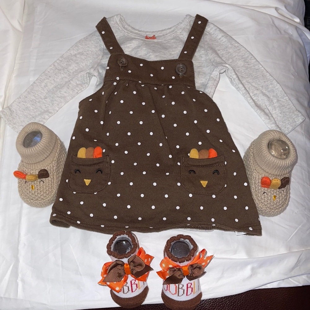 Carters baby girl thksgv outfit w shoes and socks